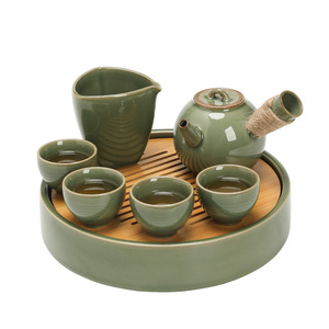 Juego de Té de Cerámica, Una Tetera y Cuatro Tazas, Hecho a Mano, Estilo Vintage para Oficina - Product Image 5