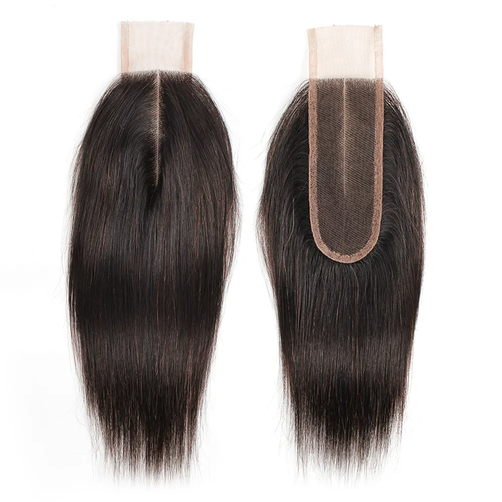 Human Hair Closure 2*6 lace Straight Remy Brazilian Natural Color Middle Part for Black Woman