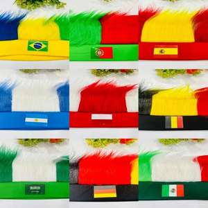 Qatar <span class=keywords><strong>WC</strong></span>, fans de football, accessoires d'éveil, design de drapeau, perruque, ensemble de tête, vente en gros - Product Image 2