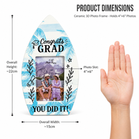 Cadre photo en céramique 3D gaufré personnalisé en forme de planche de surf, souvenir de remise de diplôme, 4x6 pouces, avec support – Vente en gros