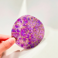 2026 Sous-verres en pierres naturelles en améthyste, en forme de tranches de cristal, pour usage domestique, vente en gros, pour la décoration intérieure et comme support de vaisselle