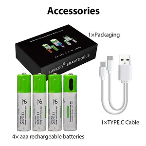 Di vendita caldo 1.5V batteria Al Litio di Tipo C USB Ricaricabile 550mWh AAA Batterie USB di Ricarica Li-Ion Batteria con il Tipo di-C Porta