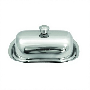 Plat à beurre et à fromage en acier inoxydable avec couvercle, compatible lave-vaisselle, plateau à fromage - Product Image 1