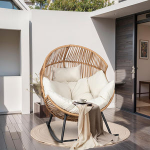 Fauteuil suspendu moderne Nu-<span class=keywords><strong>Deco</strong></span>, en osier, pour l'extérieur, balançoire, chaise longue surdimensionnée, coussin, salon, chambre à coucher, cour, balcon, beige - Product Image 3