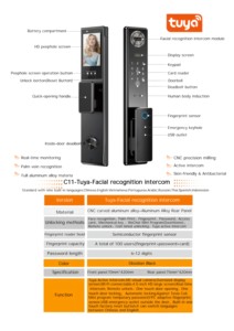 สมาร์ทล็อคประตู C11 ระบบจดจำใบหน้า Wi-Fi สแตนเลสเกรด C พร้อมระบบจัดเก็บข้อมูลบนคลาวด์ รุ่นสำหรับประตูเหล็ก - Product Image 6