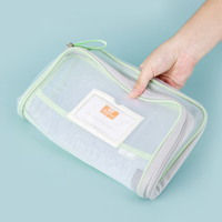 Sacs de classement avec logo personnalisé format A4 sac à fermeture éclair en maille transparente double couche portable fournitures de bureau d'affaires papeterie