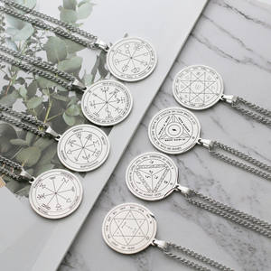 Solomon Key Titanio Acero Amuleto Collar Marte Júpiter Saturno Pentagrama Círculo Mágico Acero Inoxidable Mariposa - Product Image 4