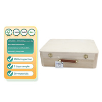 Boîte artisanale en bois de pin naturel non fini, coffre à bijoux en bois brut avec poignées, boîte de rangement en bois