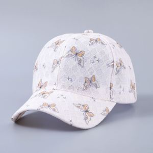 Gorra de Béisbol de 6 Paneles con Diseño de Libélula y Encaje, Tejido de Malla Transpirable, Visera Curva Ajustable, con Pedrería - Product Image 4