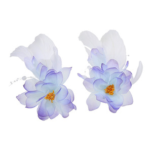 Nuevo diseño original, accesorio para el cabello de seda hecho a mano con estampado floral en caliente, pinza para el cabello con plumas de estilo superhada, Hanfu - Product Image 5