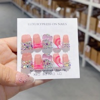 Nouvelle Mode Ongles de Canard en Strass de Luxe Style Français Ongles Artificiels de Luxe Conçus sur Mesure