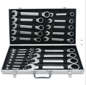 Jeu de clés à cliquet à tête mobile 22 pièces, clés à fourche, outils de réparation de camions - Product Image 1