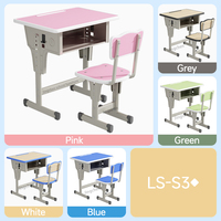 Bureau et chaise d'étudiant réglables en hauteur, en acier durable et moderne, pour salle de classe scolaire