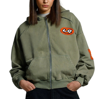Sweat à capuche homme de haute qualité, coupe oversize vintage, épais, court, à épaules tombantes, avec poche kangourou et broderies