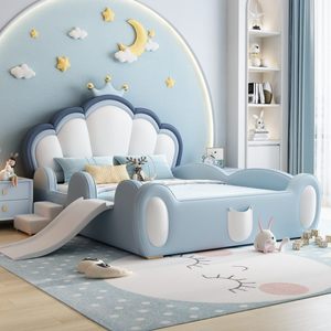 Letto Principessa Moderno per Bambini, Set di Mobili per Camera da Letto Rosa Popolare, Letto Morbido e Sicuro per Bambini con Sponde di Protezione - Product Image 3