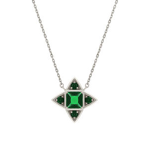 Gemma in argento 925 14K oro fiore smeraldo collana CZ ciondolo simbolo di rinnovamento crescita delicata gioielli regalo - Product Image 6