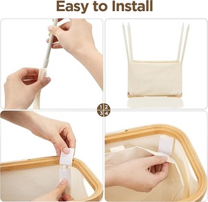 65cm Oxford Vải 300D + tre giặt Hamper với nắp và trong suốt có thể tháo rời Túi Ráp quần áo bẩn - Product Image 6