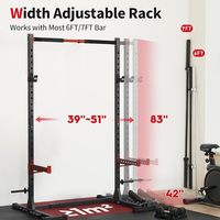 Rack à Squats Besster avec Barre de Traction Réglable Multifonctionnel Power Rack Largeur Intérieure Adapté aux Barres de 6FT 7FT