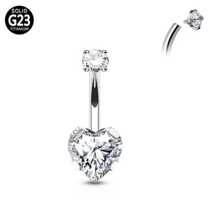 Gioielli per Piercing in Titanio ASTM F136 G23, Anelli per Ombelico con Filettatura Interna Rotonda/Quadrata/a Forma di Stella/Cuore con Zirconi Cubici 136 - Product Image 2