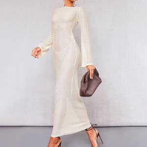 Vestido Maxi de Manga Larga Transparente con Logotipo Personalizado, Vestido Ajustado 2023 para Mujer - Product Image 3