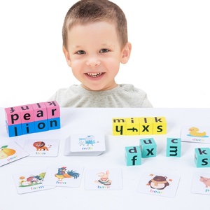 Jeu de société éducatif en bois pour apprendre l'orthographe, puzzle de reconnaissance des <span class=keywords><strong>lettres</strong></span>, blocs de construction de haute qualité, vente chaude - Product Image 4