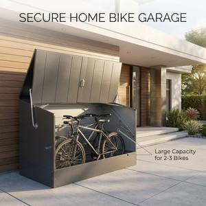 Abri de rangement pour <span class=keywords><strong>vélos</strong></span> en métal robuste, <span class=keywords><strong>garage</strong></span> <span class=keywords><strong>extérieur</strong></span> pour <span class=keywords><strong>vélos</strong></span> avec vérins à gaz, abri à outils étanche et verrouillable pour jardin, patio, cour - Product Image 3