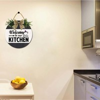 Bienvenue sur mesure porte d'entrée ronde en bois signe suspendu couronnes drôles ferme maison décoration murale maison réchauffement cadeaux 12 pouces