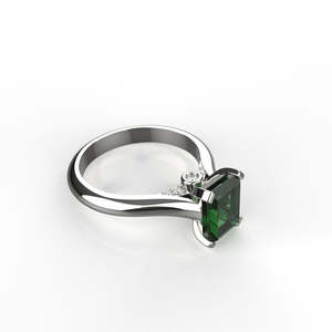 Sterling <b>Silver</b> Faux <b>Emerald</b> <b>Ring</b> With Diamonds For Girls &amp; Women - Product Image 5