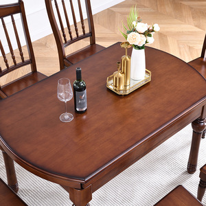 American Style <b>Extendable</b> Round <b>Dining</b> <b>Table</b> Set Solid <b>Wood</b> 6 Piece For <b>Dining</b> Room - Product Image 3