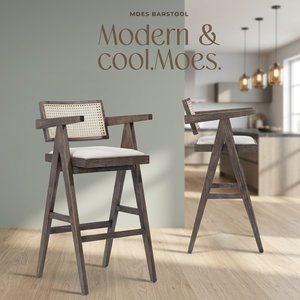 Tabouret de bar moderne en bois pivotant avec siège rembourré et accoudoirs en corde pour îlot de cuisine - Product Image 3