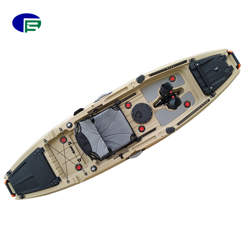 Лучшее качество, однопедальный привод 3 м, сидячий на верху, рыболовный каяк с алюминиевым сиденьем