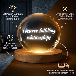 Esfera <span class=keywords><strong>de</strong></span> Cristal K9 con Frase Inspiradora, Lámpara Nocturna LED, Decoración <span class=keywords><strong>de</strong></span> Escritorio con Afirmaciones Positivas, Regalo - Product Image 4