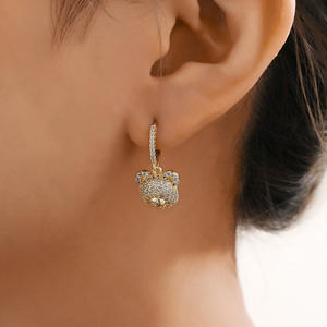 2025 New High Quality Crystal Rhinestone <b>Tassel</b> <b>Fringe</b> Earrings Delicate Trendy Bear Pendants Big Charm Jewelry for Wholesale - Product Image 5