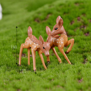 Adornos de Jardín de Hadas de Dibujos Animados en Miniatura, Pareja de Ciervos Pequeños, Manualidades de Plástico en Miniatura para Decoración de Escritorio y Hogar - Product Image 1