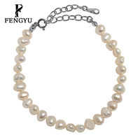 Bracelet en perles de nacre baroque naturelles pour femmes, argent sterling 925, perles tendance, bracelets de créateur, vente en gros, bijoux fins