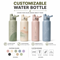 Botella de Agua Cilíndrica de Acero Inoxidable de 32oz con Aislamiento al Vacío, Tapa con Boquilla y Pajita, para Gimnasio, Viajes y Uso Diario, Venta al Por Mayor