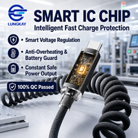 Câble USB 2.0 AM vers Type C avec E-Marker, tressé en nylon, à ressort, 120W 480Mbps pour charge rapide de téléphone, fabricant OEM/ODM LUNGKAY