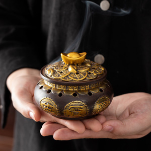 Quemador de incienso a precio de fábrica Jin Yuanbao Budista Hall Temple Law Society Suministros de sacrificio Feng Shui Accesorios - Product Image 1