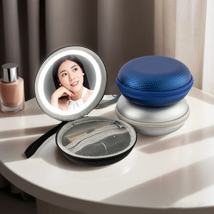 स्थानीय शिपिंग छोटे उपयोगी कॉस्मेटिक बैग वाटरप्रूफ पोर्टेबल यात्रा मेकअप बैग एलईडी दर्पण के साथ कॉम्पैक्ट कॉस्मेटिक बैग - Product Image 1