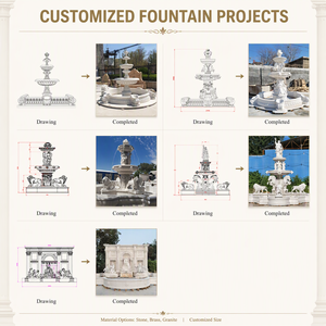 Fontaine d'ange en marbre YOUFINE, à étages, avec ailes, classique, pour jardin, palais, cour, place publique, villa, sculpture en pierre - Product Image 5