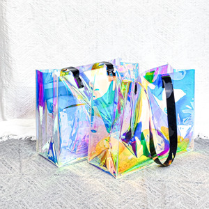 Sac fourre-tout en PVC holographique personnalisé avec poignée Emballage transparent pour le <span class=keywords><strong>shopping</strong></span> et la promotion de cadeaux - Product Image 2