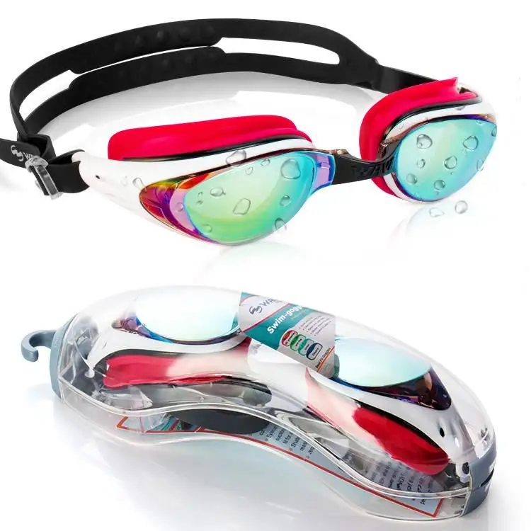 WAVE swimming goggles anti-fog eye protection professional myopia racing with nose cover for Adult Watersport