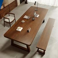 Table de salle à manger, bureau d'étude, bureau de lecture, poste de travail à domicile, meubles en bois massif couleur noyer américain DISHI