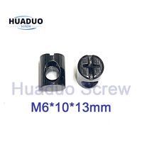 Vis à bois M6*10*13mm en acier, connecteur de meuble, finition oxyde noir, avec trou fendu PH2, écrou cylindrique, goujon marteau, écrou de connexion, écrou barillet