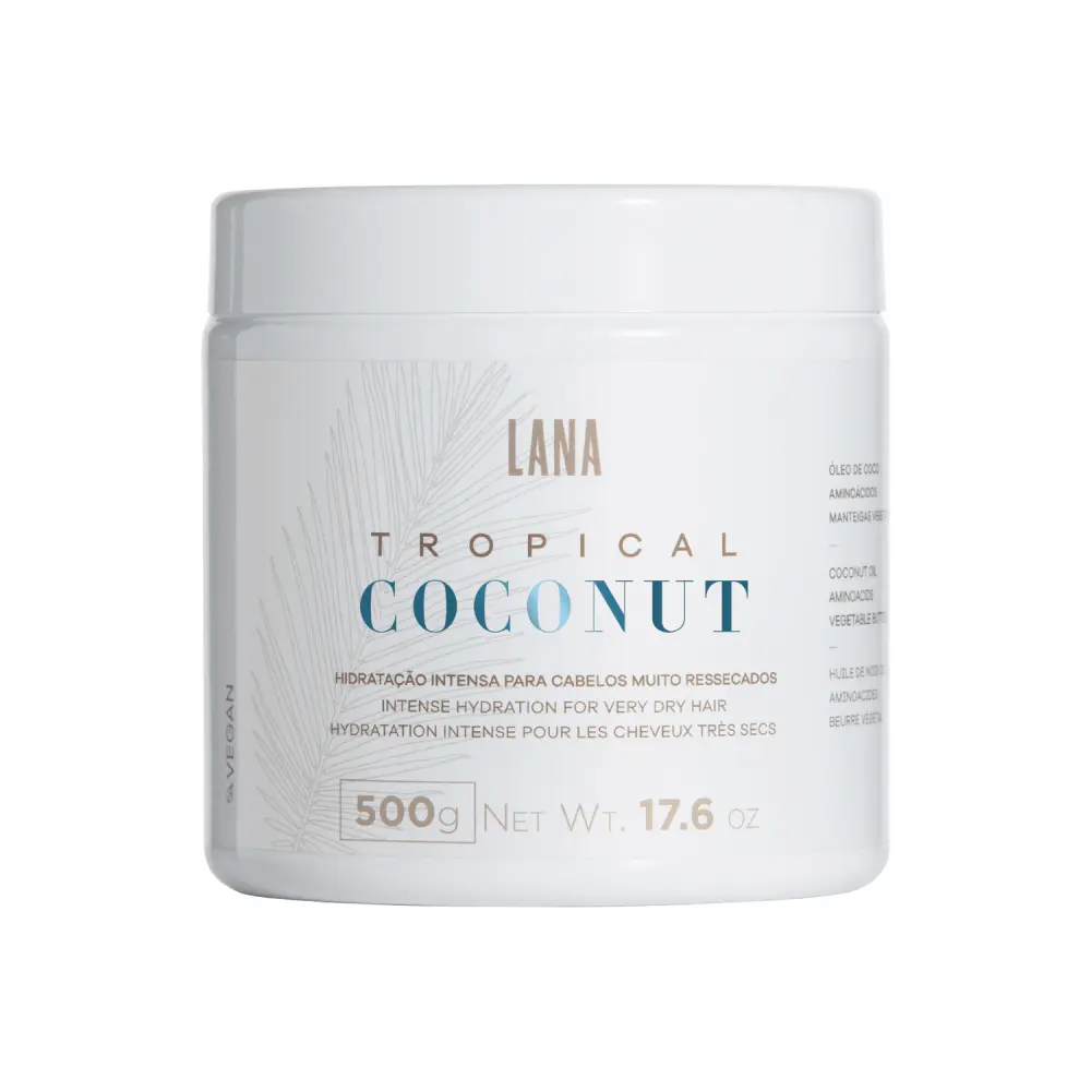 Lana Brasiles | Tropical Coconut Cream | Immediate Repair Of Damaged Hair | 500 gr / 17.6 oz.