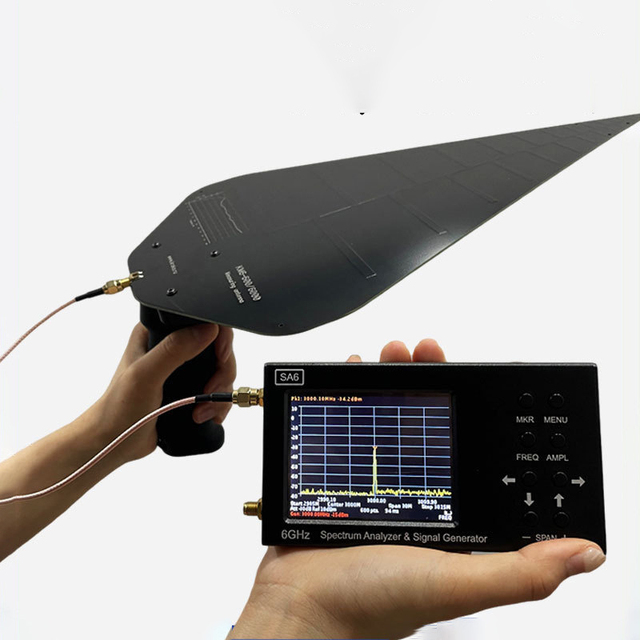 KM6 Log Periodic Directional Antenna Measurement test Antenna 600MHz to 6GHz Broadband Handheld with Handle
