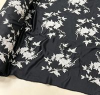 Tissu de luxe noir et blanc brodé en mélange d'acétate et de polyester pour robe Abaya du Moyen-Orient, longue robe, vêtement