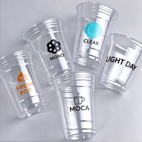 Gobelets en plastique PET jetables à paroi simple avec logo personnalisé, transparents, avec couvercles, impression UV pour café glacé, bubble tea