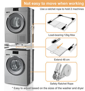 Kit de Apilamiento Universal Manual para Lavadora y Secadora con Alturas Ajustables (24-29 Pulgadas), Base para Lavadora para Uso en Hoteles - Product Image 6