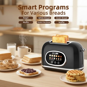 Grille-pain électrique à écran tactile 2 fentes en acier inoxydable avec fentes extra larges, contrôle numérique intelligent, couleur personnalisée, 6 types de pain - Product Image 3